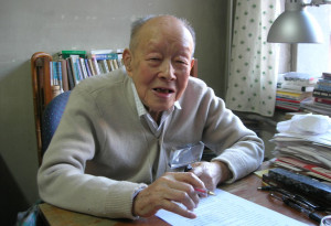 Inventor of pinyin Mr Zhou Yougang in his study