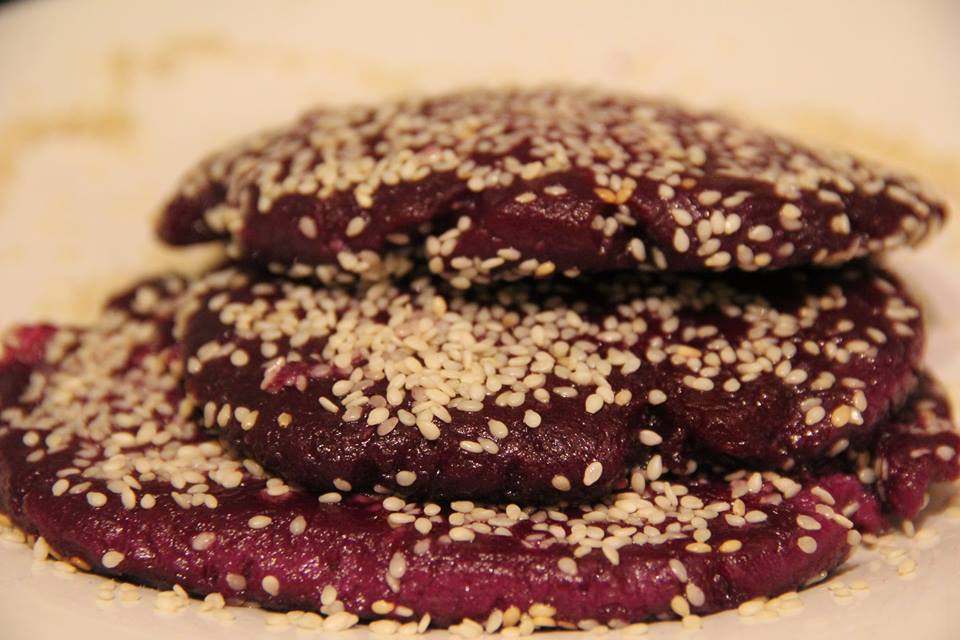 Purple Sweet Potato Pancake With Sesame Seeds