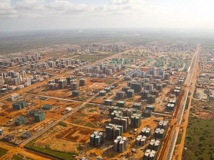 vast open space with empty apartment blocks