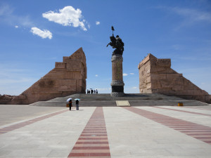 statue of genghis khan in the centre of ordos ghost city