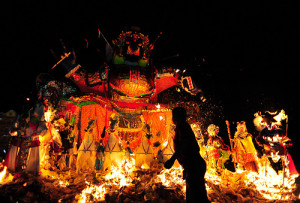The burning of offerings at Hungry Ghost Festival - putting any Bonfire Night bonfires to shame!