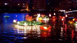 Lanterns on a Chinese lake