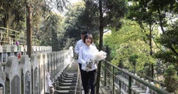 重庆出现“代人扫墓”服务 two people at graveyard in china