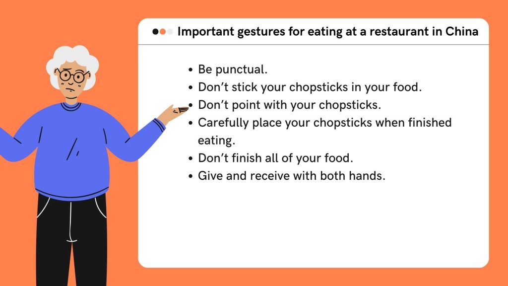 Hand gestures for eating at a restaurant in China