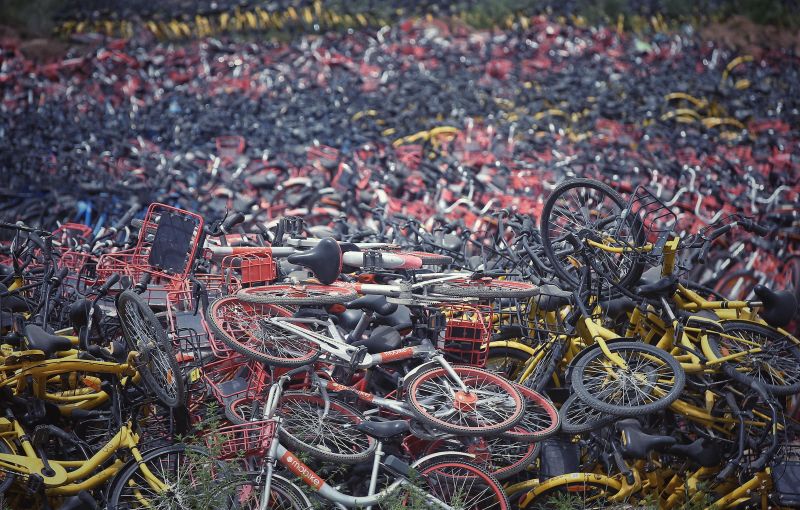 shared bike graveyard in china