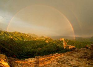 Double Rainbow Spotted Over Great Wall in Hebei