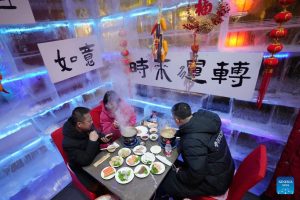 Food Fair with Ice-Made Booths Held in Harbin