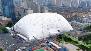 China Builds World’s Largest Inflatable Dome Over Construction Site in Jinan